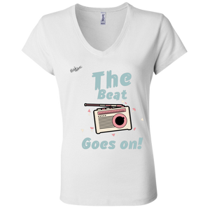 "The Beat Goes On" Ladies Jersey V-Neck T-Shirt