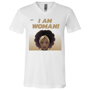 "I Am Woman" Unisex Jersey SS V-Neck T-Shirt